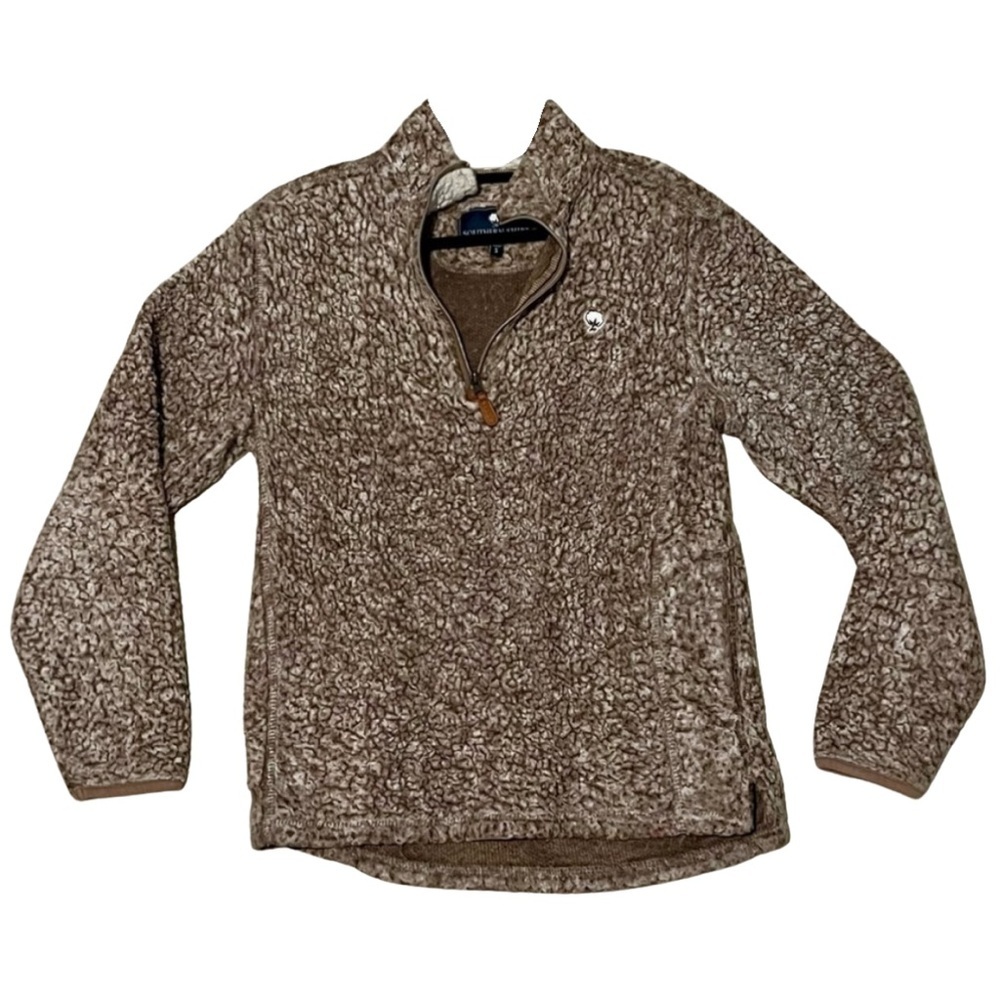 Southern Shirt Brown Sherpa Fleece Quarter-Zip Pullover – Size Small